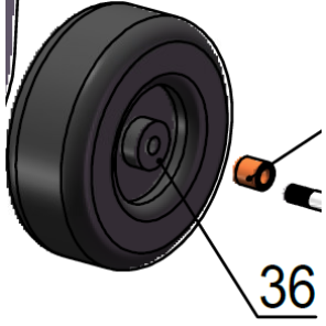 HJUL M/FELG 15X6-00.6 PSB250/275/300-SKJÆR   1 STK (EA PART NR 36)